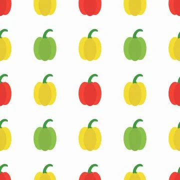 Bell pepper, seamless pattern, vector. Stock Illustration