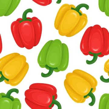 Bell Pepper Seamless Pattern, Vector Illustration. Colorful Bell Pepper Pattern Stock Illustration