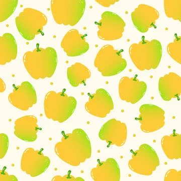 Bell pepper seamless pattern with yellow and green vegetables Stock Illustration