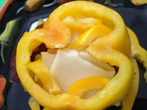 Bell Pepper Slices with Cheese Stock Photos