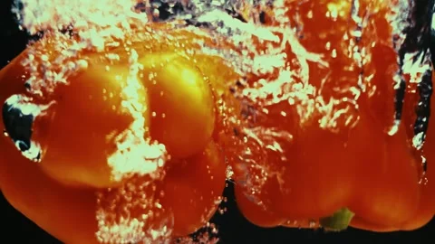 Bell Pepper Splashes in Water Stock Footage 300892808