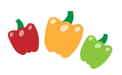 Bell pepper. Vector illustration. Isolated peppers on white background Stock Illustration