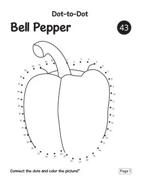 Bell pepper vegetable connect the dots puzzle and coloring page for school .. イラスト素材