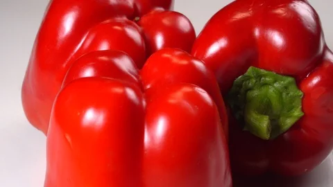 Bell peppers isolated on white background closeup Stock Footage 125570972