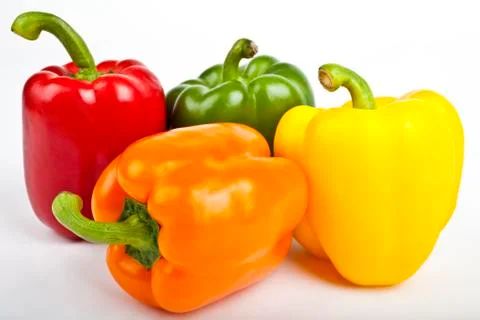 Bell Peppers over a white background. Foto stock