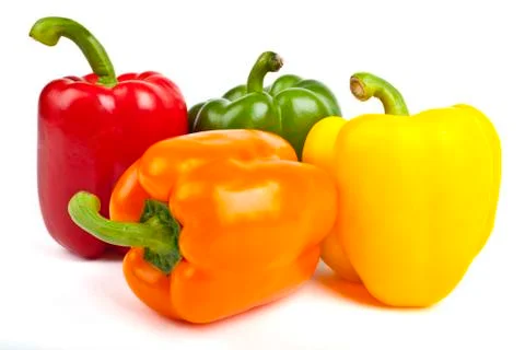 Bell Peppers over a white background. Stock Photos