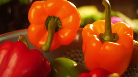Bell Peppers Tossed Stock Footage 60818684