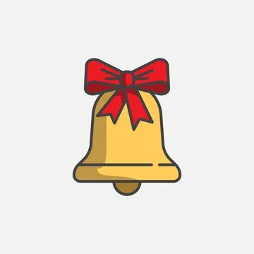 Bell with red bow symbol Stock Illustration