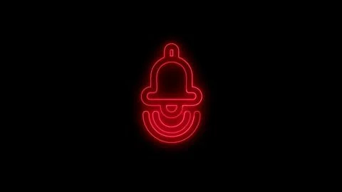 Bell red neon notification icon animation loop Stock Illustration