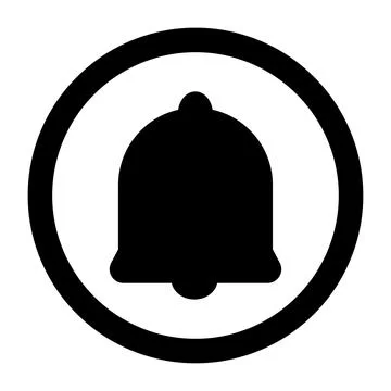 Bell ring, alarm, notification icon. Modern minimalist mobile app ui flat sim Stock Illustration