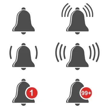 Bell ring. Bell bell icon set isolated on white background. Vector Stock Illustration