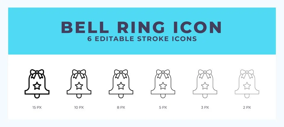 Bell ring editable line icon. Vector illustration with different stroke. Illustrazione stock