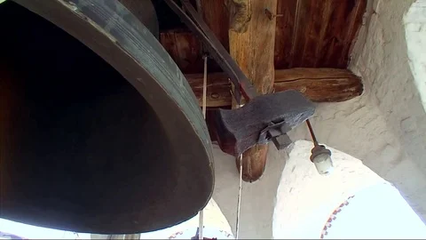 Bell Ring On Tower Close Up Shot. Spasskaya Tower Bell Close Up Shot Stock Footage 100352389
