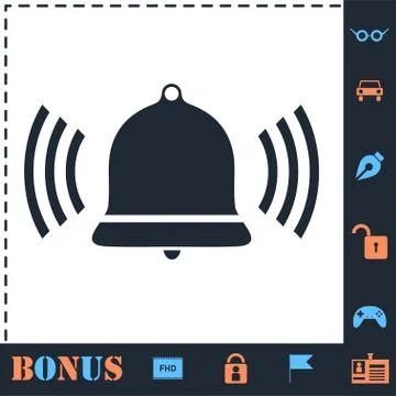 Bell Ring Voice icon flat Stock Illustration