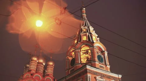 Bell-ringer at belfry of the old Russian church Stock Footage 60249808