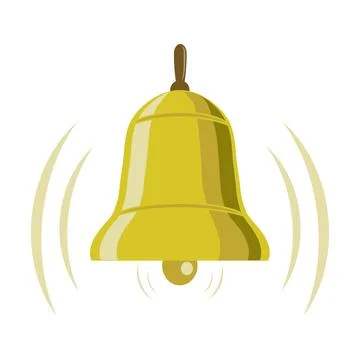Bell ringing. Golden bell bell isolated on a white background. Vector Stock Illustration