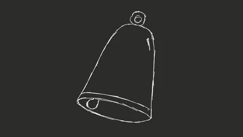 Bell ringing hand-draw animation white on transparent background Stock Footage 129352419