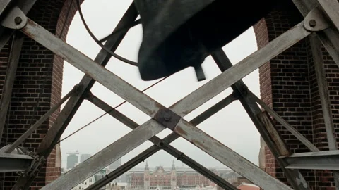 Bell ringing inside Amsterdam church tower Stock Footage 334787818