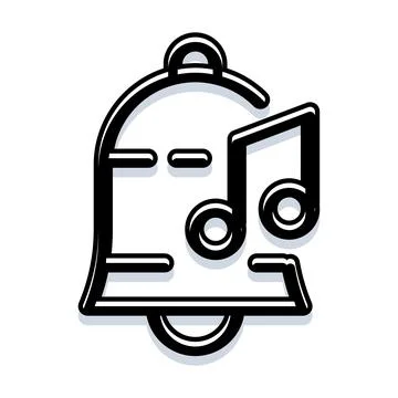 Bell ringing with musical notes alert notification Illustration