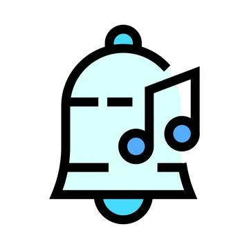 Bell ringing with musical notes notification icon Stock Illustration