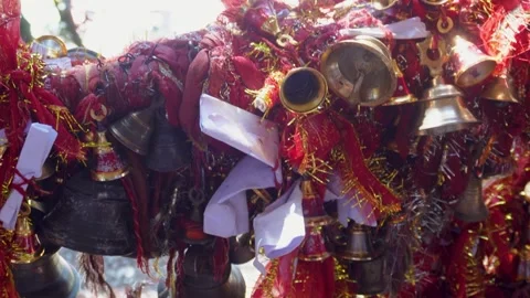 Bell Ringing in Sacred Temple Space Video stock 337623100