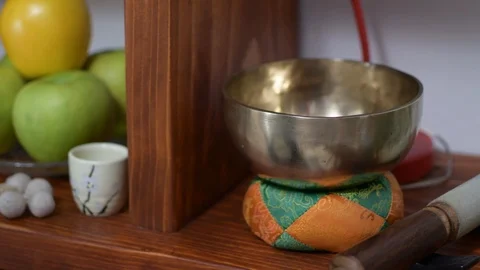 Bell ringing - A tibetan bell for the buddhist practice Stock Footage 121329249