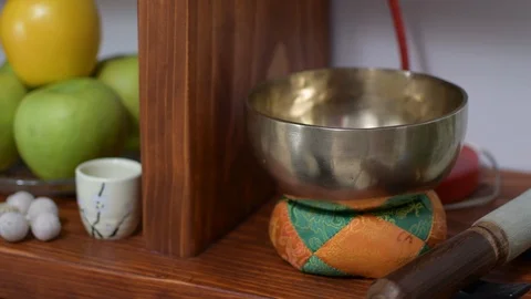 Bell ringing - A tibetan bell for the buddhist practice Stock Footage 121329320
