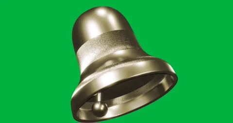 Bell rotating on transparent background showing gold textures and inner clapper Video stock 317479740