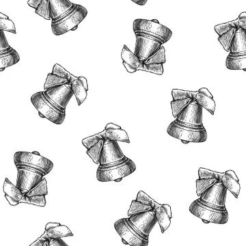 Bell seamless pattern isolated on white bacground. Stock Illustration
