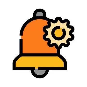 Bell shaped notification icon showing settings gear Stock Illustration