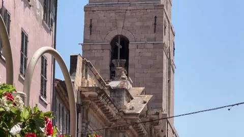 Bell Swinging Inside Bell Tower of Old Cathedral Stock Footage 316836188