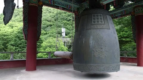 Bell of the temple with forest Stock Footage 303539902