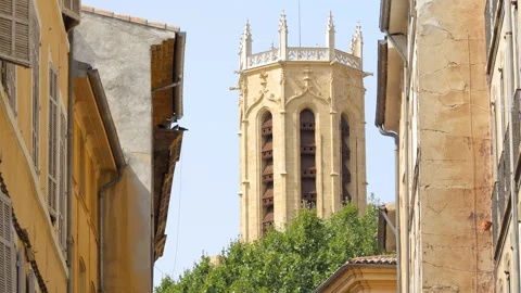 Bell tower of the Aix Cathedral in Aix en Provence in southern France Vídeos de archivo 168492605