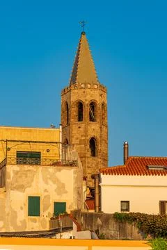 Bell tower in Alghero Stock Photos
