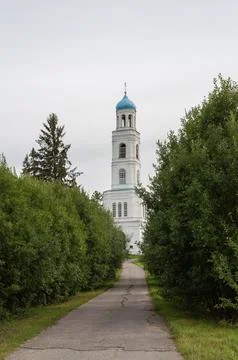 Bell tower of ancient russian monastery Stock Photos