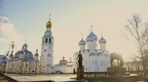 Bell Tower and the Cathedral Stock Footage 49084259