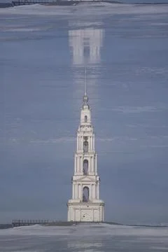 Bell tower and its reflection Stock Photos