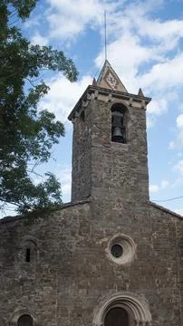 Bell tower and steeple of an old church Stock Photos