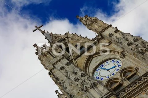 Bell tower of the basilica of the national vow, quito. Stock Photos