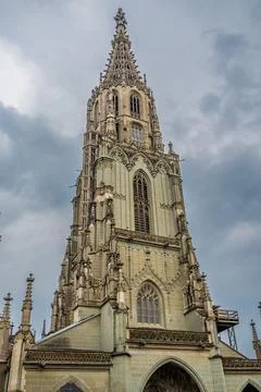 The Bell Tower of the Bern Minster Stock Photos
