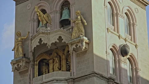 The bell tower of the Cathedral of Messina Stock Footage 233474052