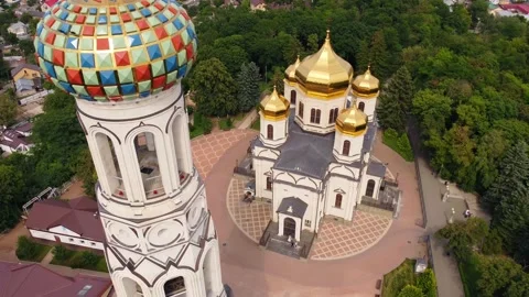 The bell tower of the cathedral with a multi-colored bath Stock Footage 208395964