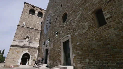 Bell Tower Of Cathedral Of San Giusto Trieste Italy Video stock 75291818