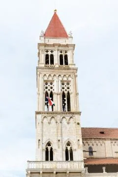 Bell tower of the Cathedral of St. Lawrence (Katedrala Sv. Lovre), a Roman Ca Stock Photos