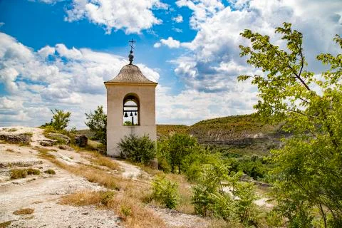 The bell tower of the cave monastery in Old Orhei, Moldova. Foto stock