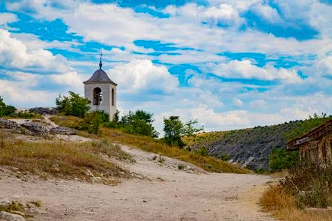 The bell tower of the cave monastery in Old Orhei, Moldova. Foto stock