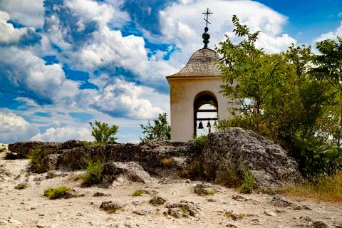 The bell tower of the cave monastery in Old Orhei, Moldova. Foto stock