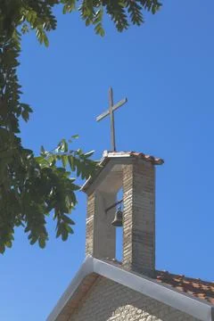 Bell tower with cross Foto stock