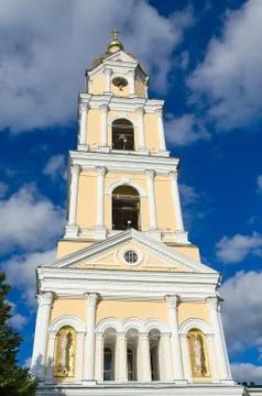The bell tower of Holy Trinity Seraphim-Diveevo monastery, Russia Stock Photos