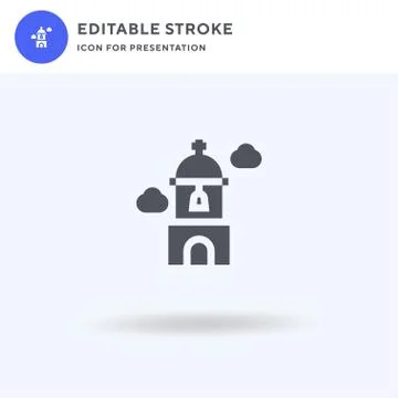 Bell Tower icon vector, filled flat sign, solid pictogram isolated on white,  Stock Illustration
